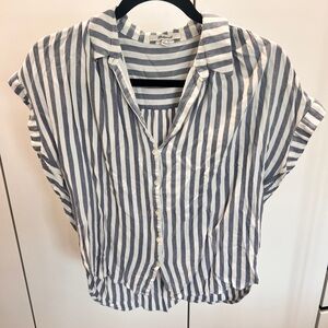 Madewell Navy and White Striped Button-Down Shirt